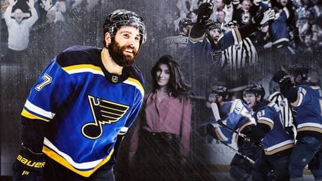 Pat Maroon (l.) und die Blues träumen vom Titel - auch dank Laura Branigan (M.)
