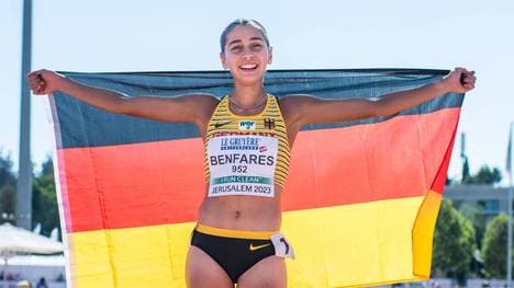 Sofia Benfares hat 2023 bei der U20-EM in Jerusalem den dritten Platz über 3000 Meter belegt