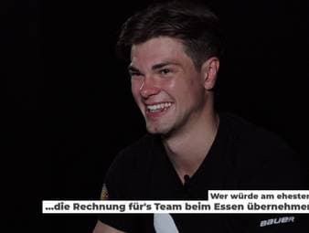 Unsere Challenge für die deutsche Eishockey-Nationalmannschaft: Bei "Wer würde am ehesten..." muss das DEB-Team einen Spieler auswählen - und dabei knifflige Fragen beantworten.
