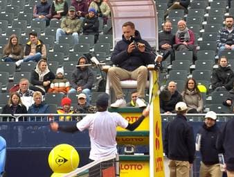 Aufreger bei den BMW Open! Im Match zwischen dem US-Amerikaner Alex Michelsen und dem Franzosen Arthur Rinderknech kam es zu dieser kuriosen Szene.