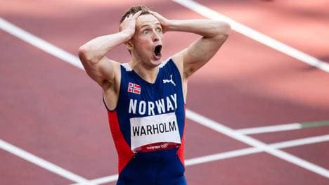 Karsten Warholm kann selbst nicht fassen, wie schnell er gelaufen ist