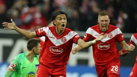 Takashi Usami erzielte die Führung für Düsseldorf, Rouwen Hennings das 2:0