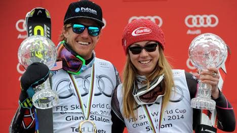 Ted Ligety (l., mit Mikaela Shiffrin) macht Schluss