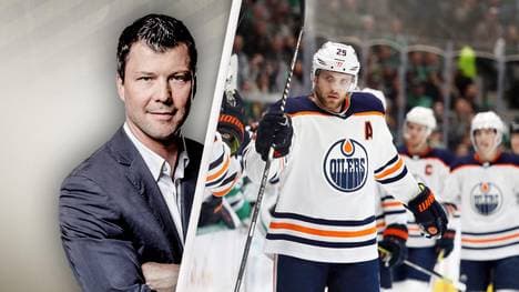 Rick Goldmann (l.) fühlt mit dem deutschen NHL-Superstar Leon Draisaitl