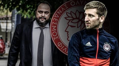 Marko Marin (r.) hat bei Olympiakos um Klubboss Marinakis (l.) aktuell noch einen Vertrag bis 2019