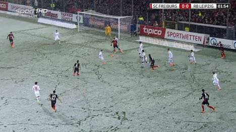 Schneegestöber bei Freiburg gegen Leipzig