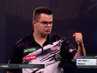 Gian Van Veen setzt sich gegen Madars Razma durch und steht erstmals in seiner Karriere im WM-Achtelfinale.