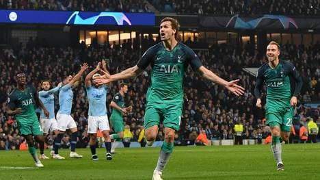 FBL-EUR-C1-MAN CITY-TOTTENHAM Im Champions League-Viertelfinale wirft Fernando Llorente Manchester City mit seinem Treffer aus dem Wettbewerb