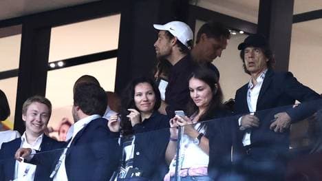 Mick Jagger (r.) fieberte mit England in Moskau mit