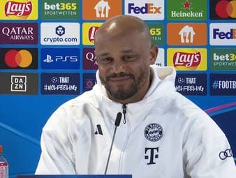Bayerns Trainer Vincent Kompany wird auf der Pressekonferenz vor dem Champions-League-Rückspiel gegen Real Madrid aus seinen "Hype" angesprochen. Der Coach bleibt bescheiden.