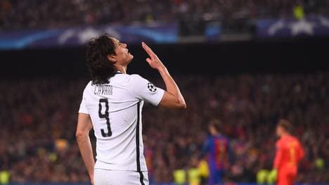 Edinson Cavani im Achtelfinale der Champions League zwischen FC Barcelona und Paris Saint-Germain
