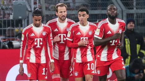 Michael Olise, Jamal Musiala und Dayot Upamecano (mit Harry Kane) hatten gegen den BVB nicht ihren besten Tag