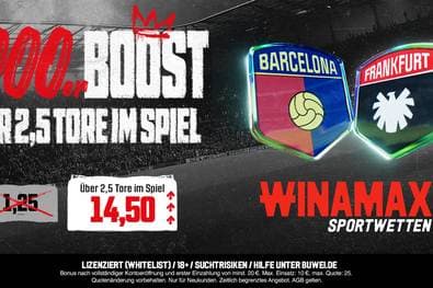 CL-Boost: Winamax Quote 14,50 für Barça vs. Eintracht (Über 2,5 Tore)