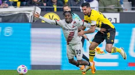 Foulspiel von Emre Can (Borussia Dortmund) an Jeremie Frimpong (Bayer 04 Leverkusen)