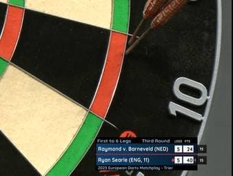 Letztes Leg und Gleichstand zwischen den beiden Spieler. Ryan Searle hatte die große Chance, den Sieg für sich zu holen, jedoch verpasste er diese Chance und Raymond van Barneveld nutzt dies eiskalt aus und gewinnt. 