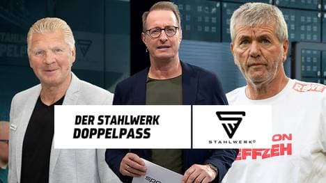 Friedhelm Funkel (r.) ist zu Gast beim STAHLWERK Doppelpass