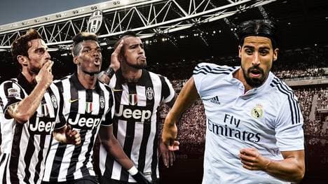 Sami Khedira (r.) und seine künftigen Konkurrenten Claudio Marchisio, Paul Pogba, Arturo Vidal (v.l.)
