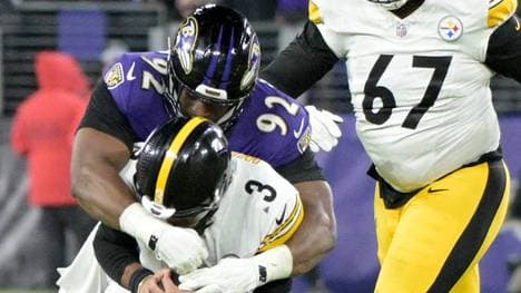 Defensive tackle Nnamdi Madubuike (92) fehlt den Baltimore Ravens im NFL-Topspiel gegen die Kansas City Chiefs