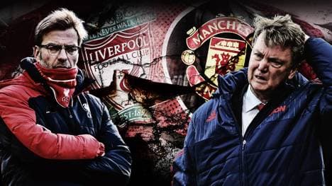 Jürgen Klopp und Louis van Gaal (r.) treffen mit ihren Klubs im Achtelfinale der UEFA Europa League aufeinander