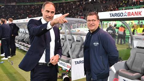 Max Eberl (r.) muss bei RB Leipzig seinen Hut nehmen