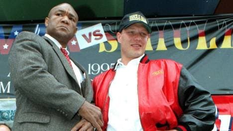 George Foreman und Axel Schulz vor ihrem WM-Duell 1995