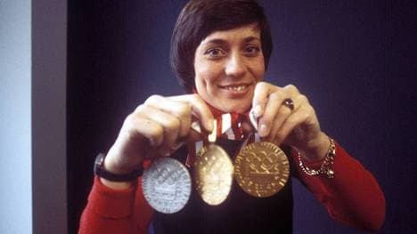 Rosi Mittermaier gewann bei den Olympischen Spielen 1976 drei Medaillen