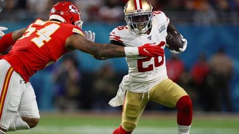 Tevin Coleman (r.) im Super Bowl mit den 49ers gegen die Chiefs
