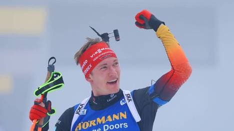 Benedikt Doll nach seinem Sprint-Sieg in Oberhof