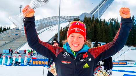 Laura Dahlmeier sichert sich auch die Gesamtwertung in der Verfolgung