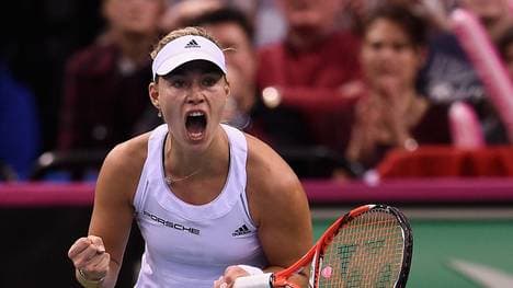 Nach dem Sieg über Samantha Stosur schreit Angelique Kerber ihre Erleichterung heraus