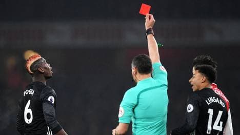 Paul Pogba flog gegen den FC Arsenal vom Platz