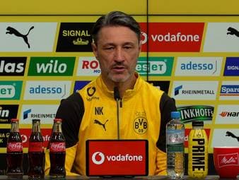 Borussia Dortmunds Trainer Niko Kovac spricht auf der Pressekonferenz vor dem Bundesliga-Spiel gegen Werder Bremen über Serhou Guirassy.