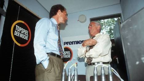 Ernst Huberty (r.) und Franz Beckenbauer zu gemeinsamen Premiere-Zeiten