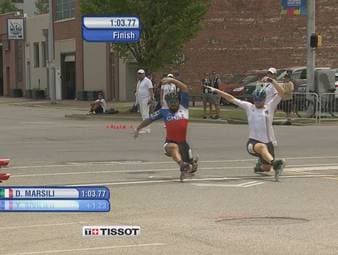 Simon Albrecht hat im Speedskating-Finale bei den Wolrd Games 2022 in Birmingham eine sensationelle Aufjoljagd gestartet und holt sich einen 
