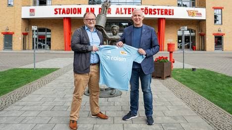Dirk Zingler (r.) freut sich über neuen Sponsor