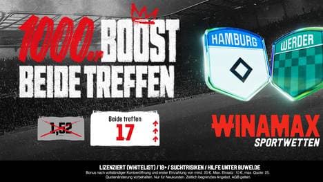 HSV vs Werder Bremen: 1000% Quotenboost bei Winamax