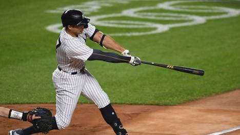 Giancarlo Stanton von den New York Yankees gelang ein Homerun im 4. Inning
