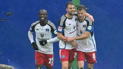 Der HSV feiert den Treffer durch Jonas Meffert