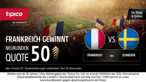 Quote 50,00 auf Frankreich! Tipico Quotenboost zum WM-Kracher gegen Schweden