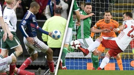 Der Hand-Elfmeter weckte bei den Nordiren Erinnerungen an Thierry Henry (l.)