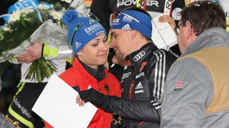 Magdalena Neuner und Michael Greis sind sich nicht einig