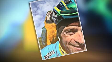 Michele Scarponi trainiert mit Papagei "Frankje"