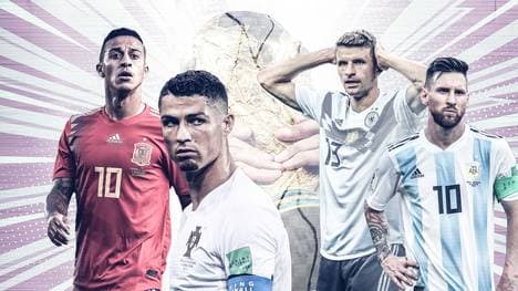 Thiago, Ronaldo, Müller und Messi (v.l.) mussten ihren Weltmeister-Traum schon begraben