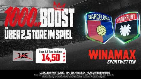 1000er Boost bei Winamax: FC Barcelona vs Eintracht Frankfurt 