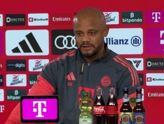 Auf einer Pressekonferenz spricht Bayern-Trainer Vincent Kompany über Harry Kane und vergleicht seinen Stürmer mit Kevin de Bruyne und Toni Kroos.