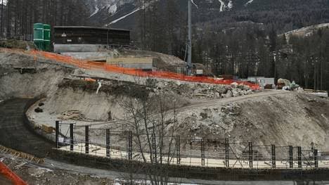 Die Baustelle in Cortina d'Ampezzo im Januar