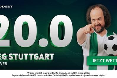 💥 SUPER QUOTEN BOOST 💥: 20er-Quote bei ODDSET auf den Sieg des VfB Stuttgart!
