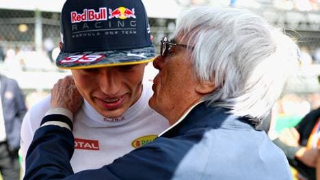 Max Verstappen (l.) und Bernie Ecclestone (r.)