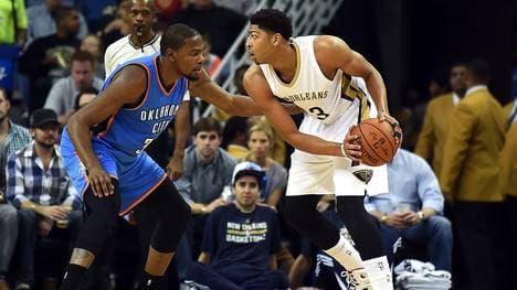 In New Orleans kommt es zum Duell zweier Superstars: Kevin Durant (l.) gegen Anthony Davis