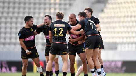 Die deutsche 7er-Rugby-Nationalmannschaft feiert ihr Rugby-WM-Debüt